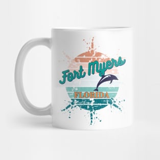 Fort Myers Florida Exploding Retro Sunset Mug
